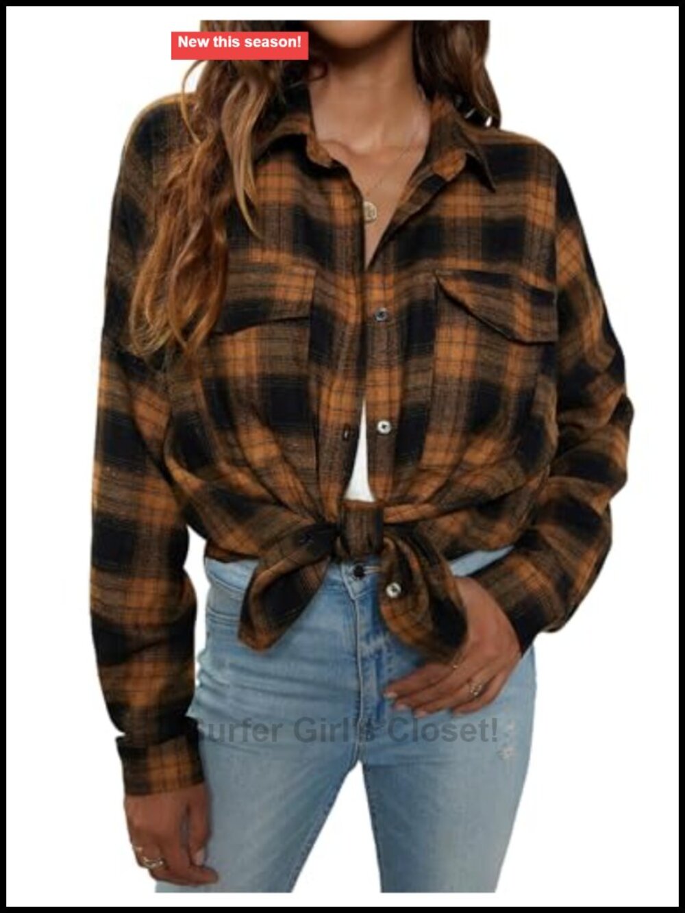 Womens Flannel Plaid Shacket Button Down Oversized Shirt